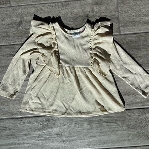 Zara Gold Ruffle Long Sleeve Top